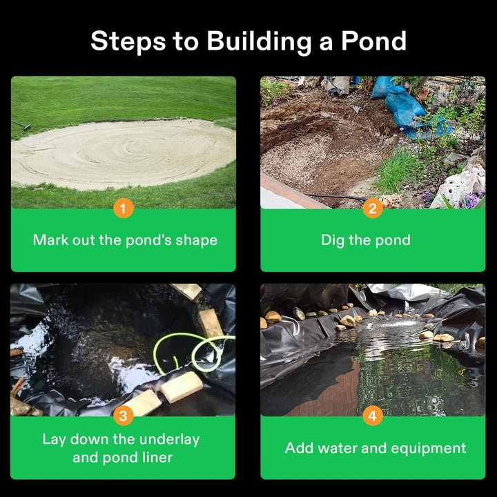 7 x 10 Feet Pond Liner, 14.5 Mil Durable LLDPE Pond Liners for Koi Ponds, Aquaculture and Water Gardens, Black - Just Closeouts Canada Inc.