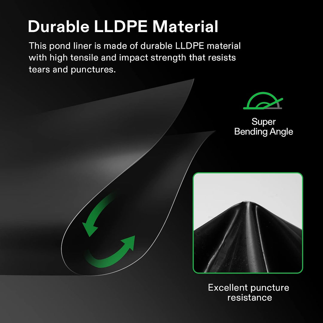 7 x 10 Feet Pond Liner, 14.5 Mil Durable LLDPE Pond Liners for Koi Ponds, Aquaculture and Water Gardens, Black - Just Closeouts Canada Inc.