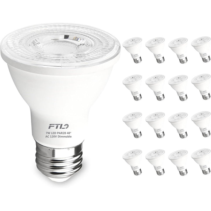 20-Pack PAR20 LED Bulbs 5000K Daylight White, 7W 600LM 50W 60W Equivalent, Dimmable Spot Light Bulb, E26 Base, Indoor Outdoor Flood Light for Recessed Lighting
