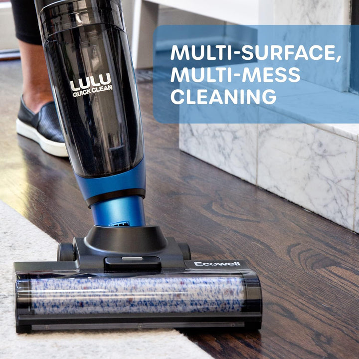 Ecowell Cordless Wet Dry Vacuum Cleaner Multi-Surface for Hard Floors and Area Rug, Voice Prompt, LULU Quick Clean P04, Blue