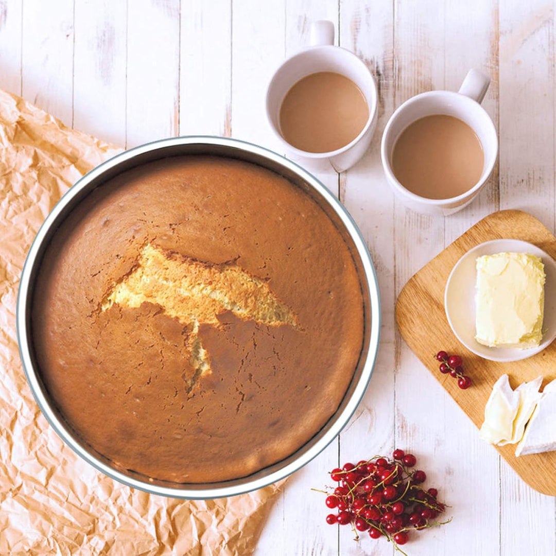 9½ Inch Cake Pan Set of 3, Stainless Steel Round Cake Baking Pans, Non-Toxic & Healthy, Mirror Finish & Dishwasher Safe