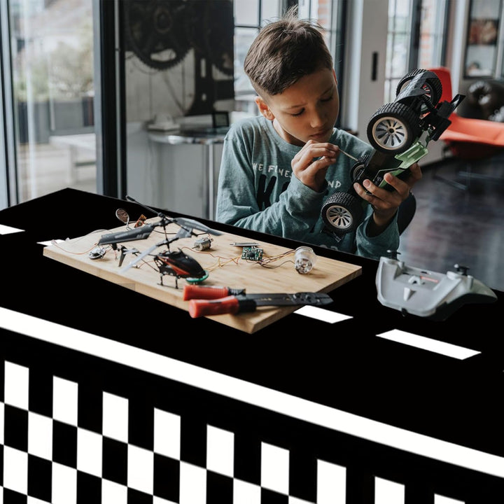 2PCS Checkered Tablecloth Racing Car Tablecloth Racing Party Supplies 54"x108" Disposable Plastic Racetrack Tablecloth Car Birthday Party Supplies Car Birthday Decorations Car Theme Party Table Covers