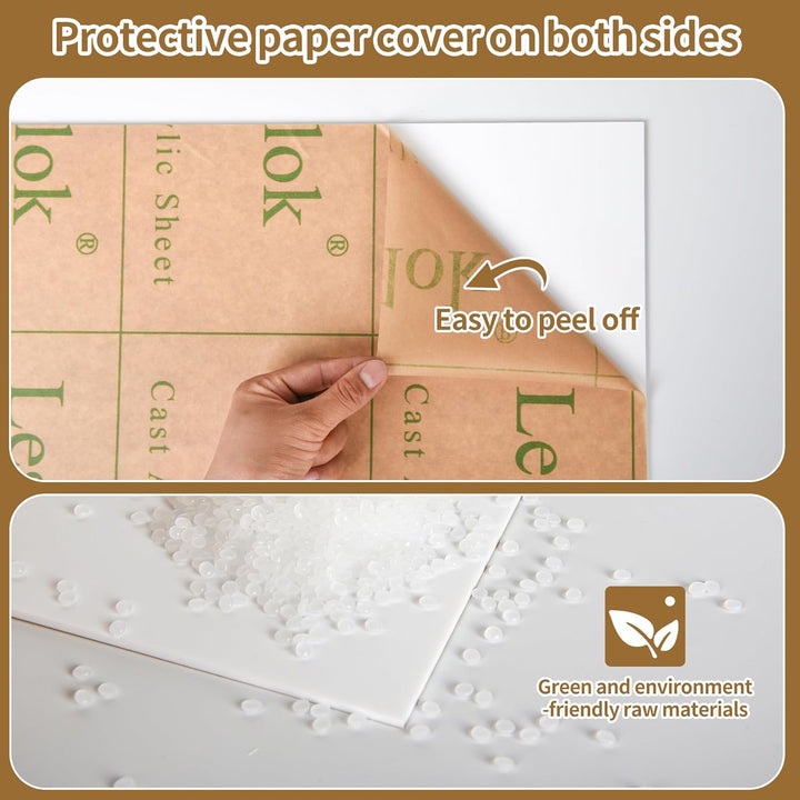 12 x 16 White Acrylic Sheets 1/8 inch Thick 3mm 2 Pack White Plexiglass Sheet,for Sign,Craft,Painting,Laser Cutting,DIY Display Projects (2, white, 12 x 16 x 1/8)