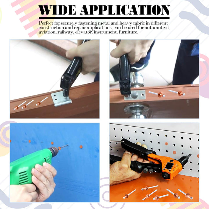 120Pcs 6 Size Red Copper Blind Rivets Pop Rivets Assortment Set for Sheet Metal, Automotive, Railway, and Furnitures