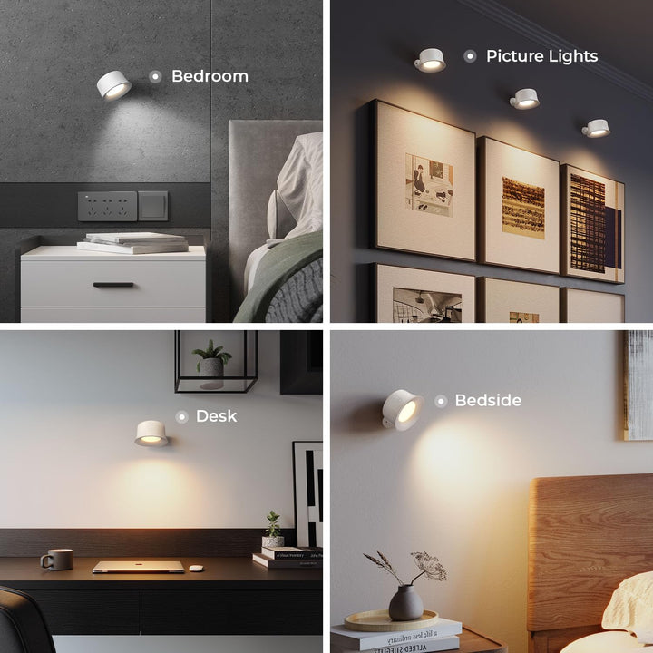 Wall Lights Cordless Wall Sconces Set of Two Rechargeable, 3 Colors