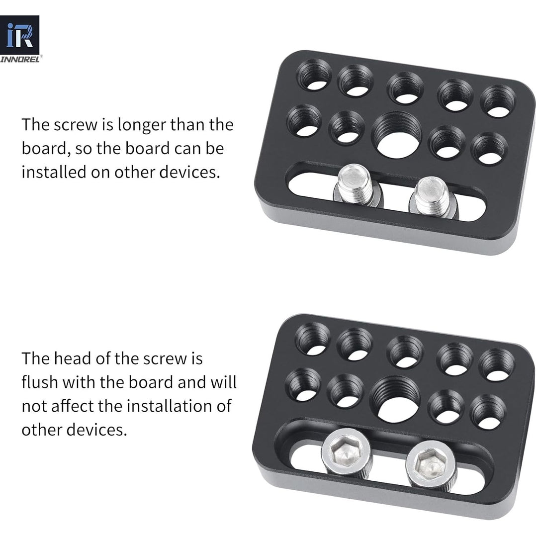 CP03 2PCS Mini Multi-Functional Cheese Plate with 1/4" & 3/8" Threads, Porous Connection Quick Installation Board Used for Installing Cheese Board Camera Cage on Guide Rail Block