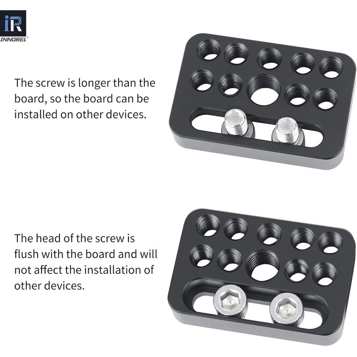 CP03 2PCS Mini Multi-Functional Cheese Plate with 1/4" & 3/8" Threads, Porous Connection Quick Installation Board Used for Installing Cheese Board Camera Cage on Guide Rail Block