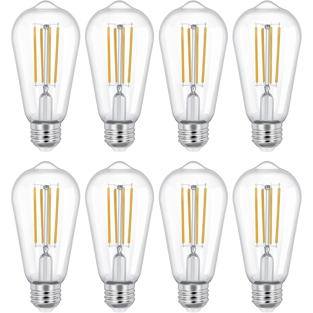 Vintage LED 6W Edison Bulb Dimmable ST58 Light Bulbs E26 Medium Base Vintage Edison Clear Glass Style for Home, Office (2700K-Soft White, 8 Pack Dimmable)