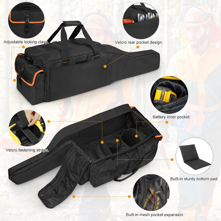 14"/16"/18" Chainsaw Case, Chainsaw Storage Bag Compatible with EGO+, Dewalt, Greenworks Cordless Power Chainsaws & Accessories, Black