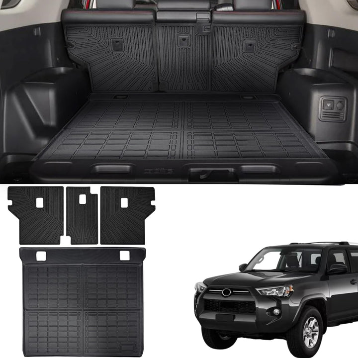 5 Seater ONLY Cargo Mat for 2010-2024 Toyota 4Runner Accessories Cargo Mat Seat Backrest 2 in 1 Mat All-Weather TPE Black Trunk Cargo Liner for 4Runner Accessories(Fit W/O Sliding Tray)