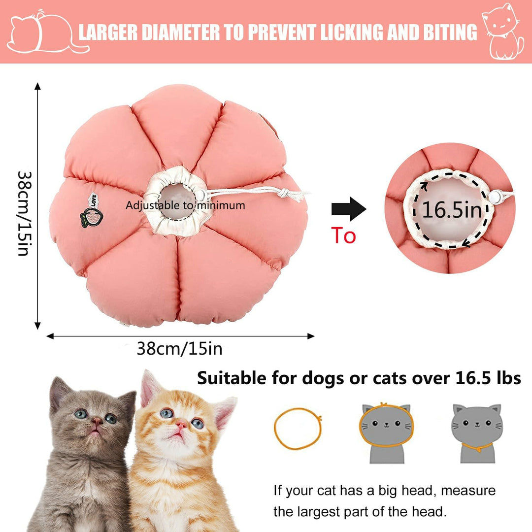 Soft Cat Recovery Collar, Comfy Head Wound Healing Protective Collar for Cat Recovery After Surgery, Adjustable Cute Neck Cone for Cats, Kitten and Puppies(Pink FlowersXL)