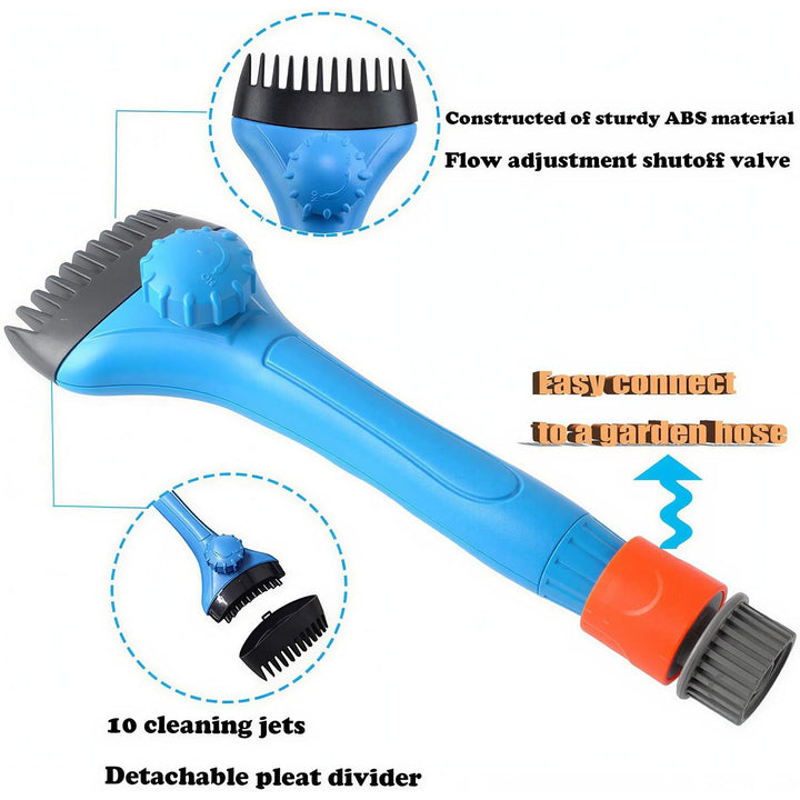 Pool Spa Filter Cartridge Cleaner Tool, Handheld Pool Filter Cleaning Tool Removes Debris and Dirt from Spa and Hot Tub Filters(with Adapter)