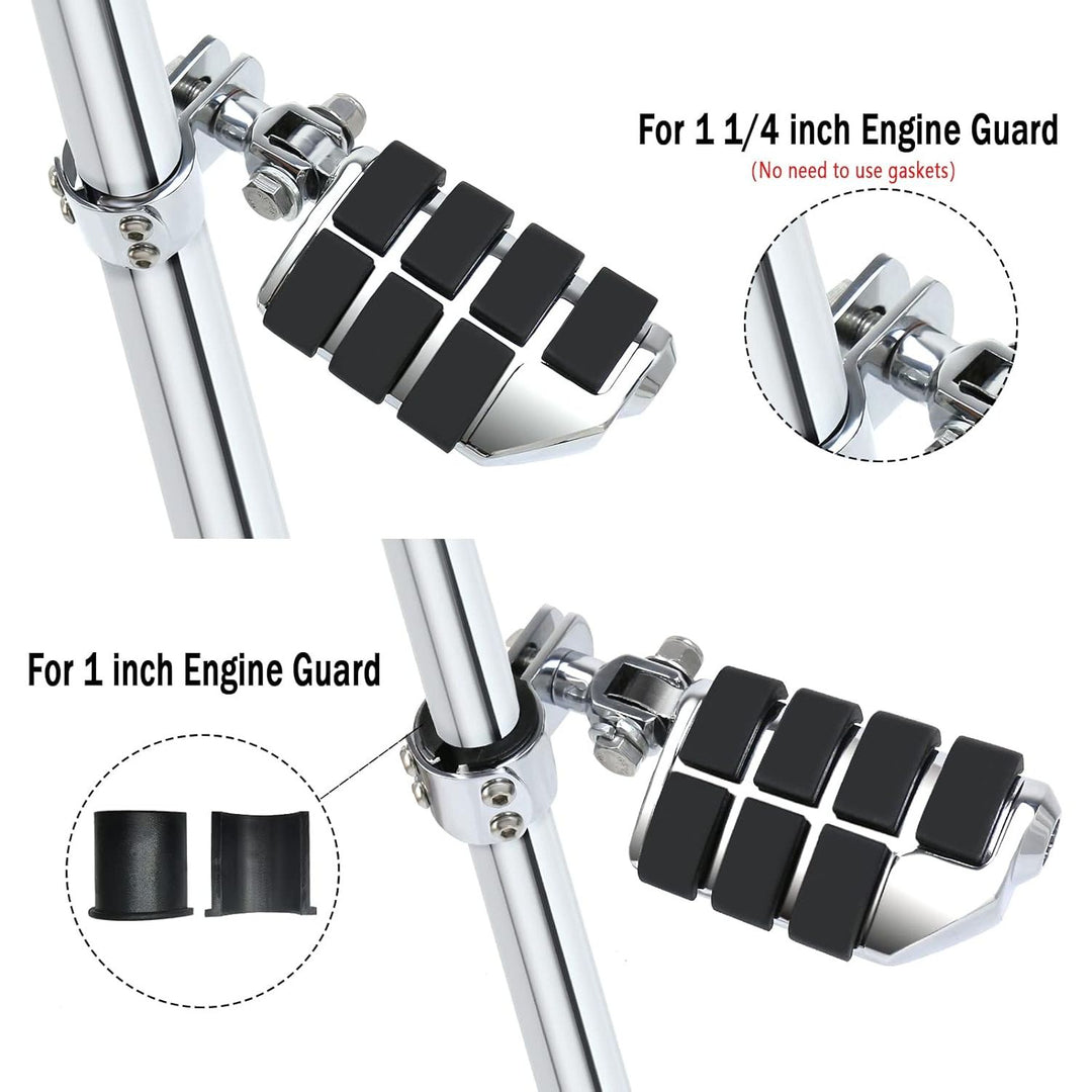 Motorcycle Highway Pegs Footrest with Mount Clamp Kit Fit for Harley Touring Road Glide Street Glide Electra Glide Road King Yamaha Suzuki Kawasaki (Chrome)