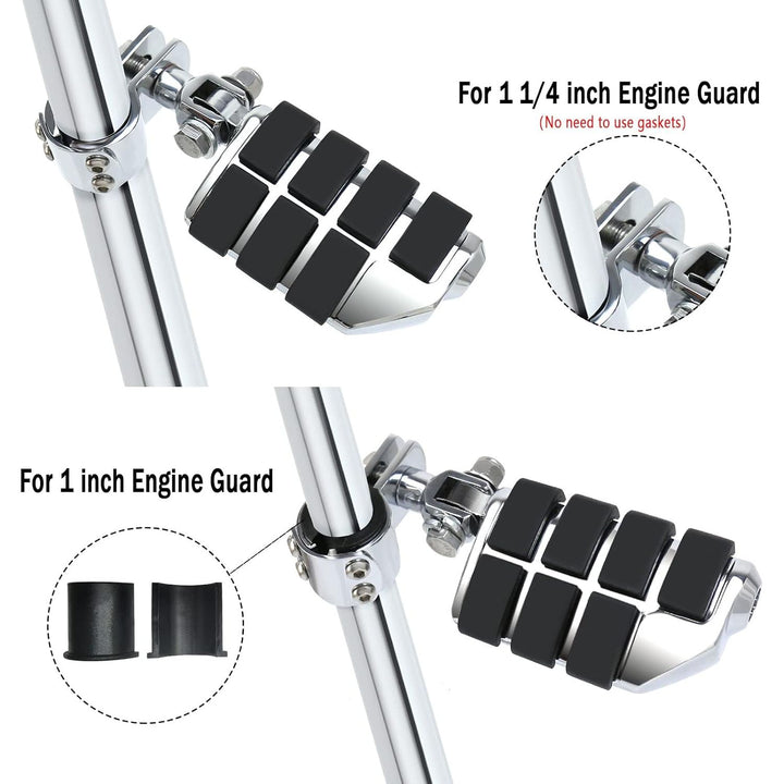 Motorcycle Highway Pegs Footrest with Mount Clamp Kit Fit for Harley Touring Road Glide Street Glide Electra Glide Road King Yamaha Suzuki Kawasaki (Chrome)