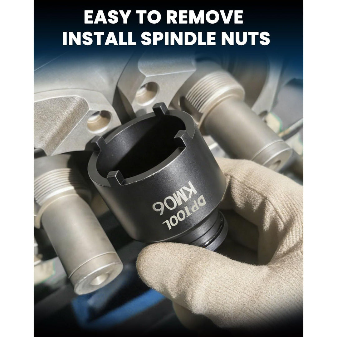 13pc Spindle Nuts Socket Kit Ball Joints Axle Locknut Remove Install Locking Hub Socket for KM Groove Nuts, 4 Teeth Exterior with 1/2'' 21.5mm 25mm 30mm 32.5mm 36mm 43mm 48.5mm 57mm 62.5mm 69mm 76mm