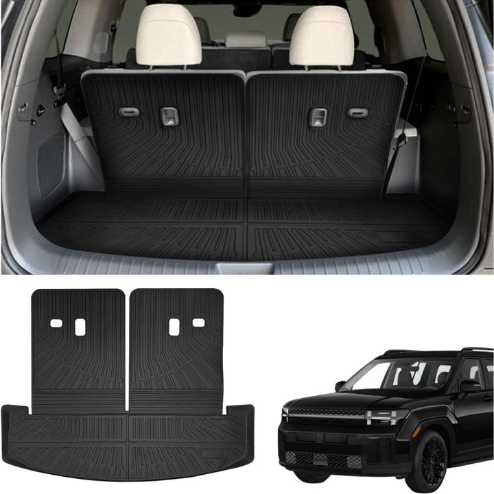 Cargo Mat for Hyundai Santa Fe 2024 2025 Accessories Cargo Mat Seat Backrest 2 in 1 Mat All-Weather TPE Black Trunk Cargo Liner for Hyundai Santa Fe 2024 2025 Accessories