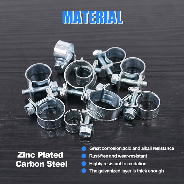 120Pcs 10 Size Mini Fuel Injection Style Hose Clamp Assortment Kit For Diesel Petrol Pipe