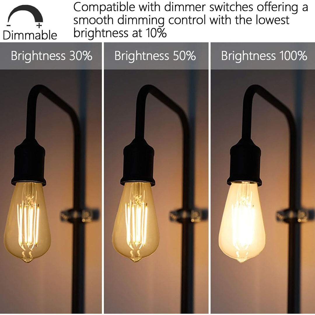Vintage LED 6W Edison Bulb Dimmable ST58 Light Bulbs E26 Medium Base Vintage Edison Clear Glass Style for Home, Office (2700K-Soft White, 8 Pack Dimmable)