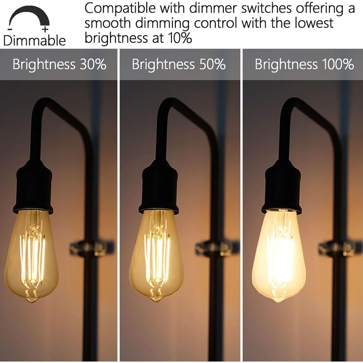Vintage LED 6W Edison Bulb Dimmable ST58 Light Bulbs E26 Medium Base Vintage Edison Clear Glass Style for Home, Office (2700K-Soft White, 8 Pack Dimmable)