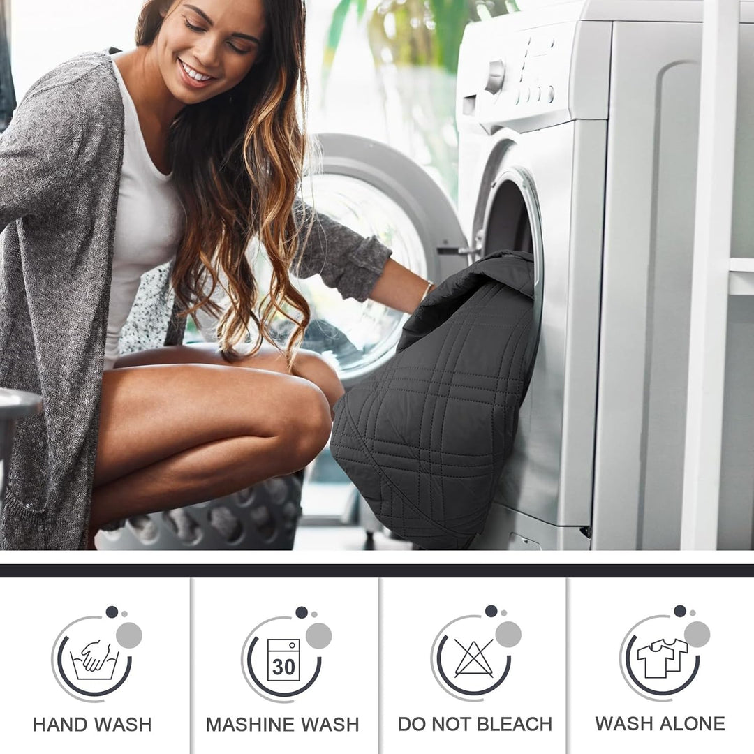 100% Waterproof Loveseat Recliner Cover, Non Slip Split Recliner Couch Cover with Elastic Straps, Washable Reclining Sofa Cover Furniture Protector for Kids, Pets(2 Seater, Dark Gray)
