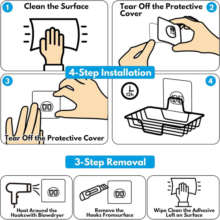 Soap Dish Holder, No Drilling, 304 Rustproof Stainless Steel, Wall Mounted Soap Holder Soap Tray Bar Soap Sponge Holder for Bathroom & Kitchen, Square, Silver