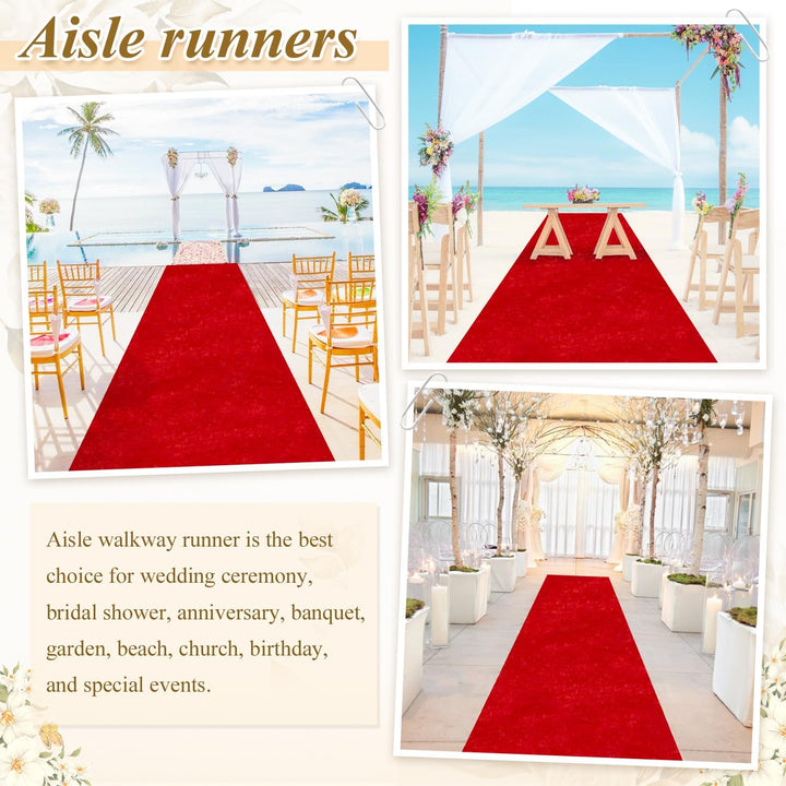 Red Aisle Runner for Wedding Ceremony 4x15 FT Sequin Aisle Runner Glitter Aisle Runner for Outdoor Rug Runner Carpet Runner for Party Aisle Floor Runner Aisle for Church Beach Weddings