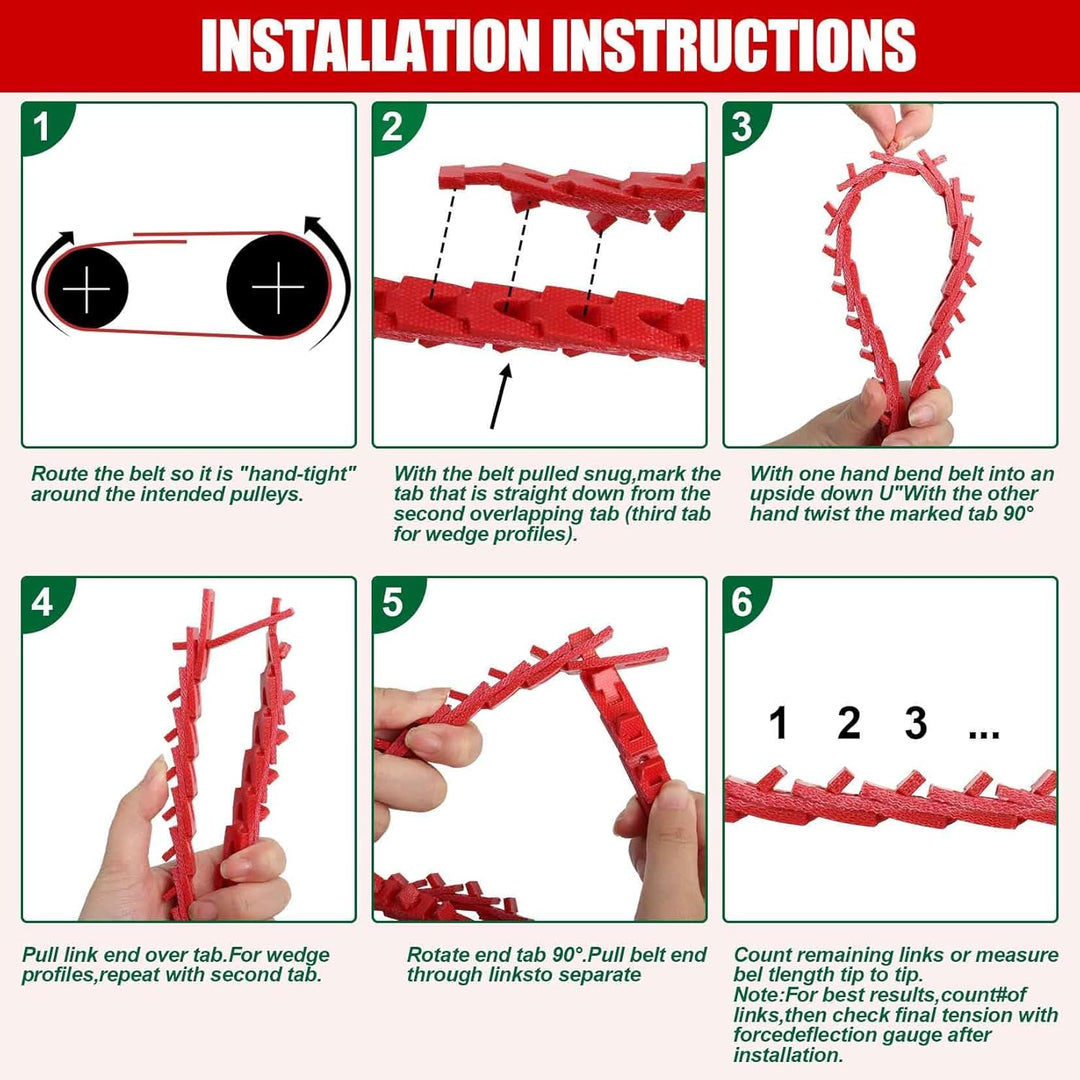5FT Power Twist V Belt 1/2-Inch x 5 Feet A Type, Adjustable Link V Belt Drive Belt Perfect for Lathes, Table Saws and Other Woodworking Tools (Red)