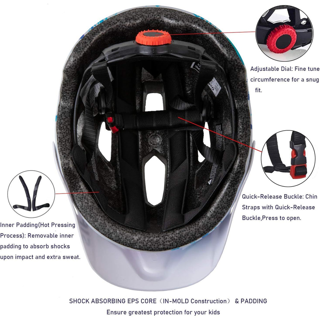 Kids Bike Helmet for Boys and Girls 5-14, With Removable Visor, Multi-Sport Safe and Comfortable (50-57cm), Navy Blue