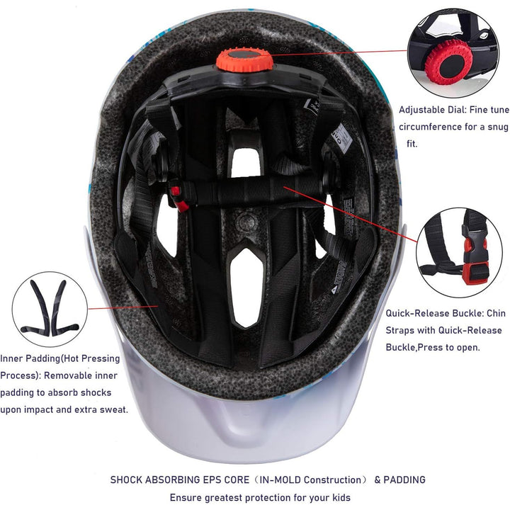 Kids Bike Helmet for Boys and Girls 5-14, With Removable Visor, Multi-Sport Safe and Comfortable (50-57cm), Navy Blue