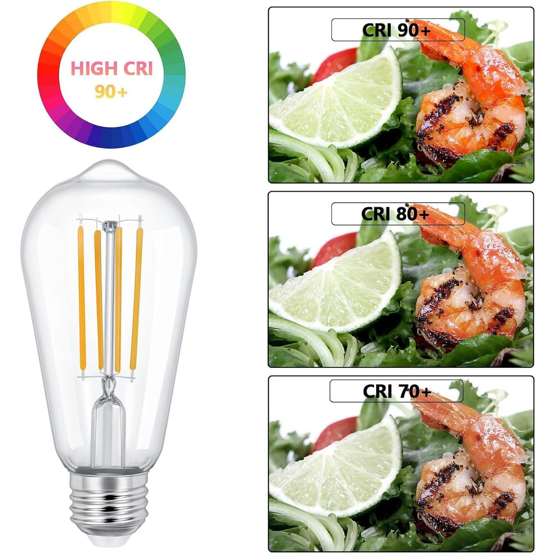 Vintage E26 LED 6W Edison Bulb Dimmable ST58 Light Bulbs 850LM Vintage Edison Clear Glass LED Filament Light Bulbs CRI90+, Clear Glass Style for Home, Offic (5000K-Daylight White, 4 Pack)