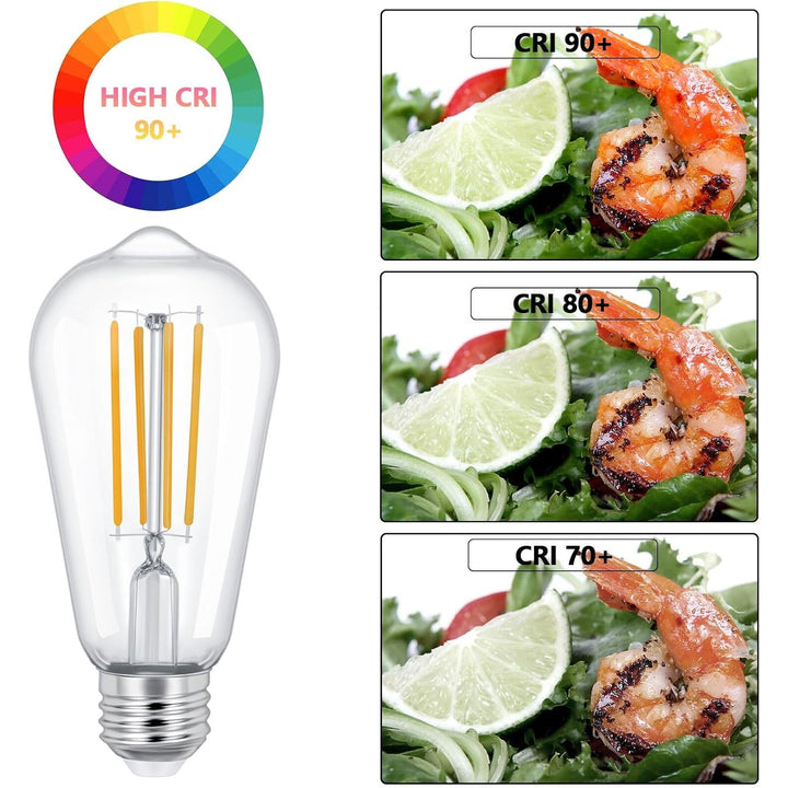 Vintage LED 6W Edison Bulb Dimmable ST58 Light Bulbs E26 Medium Base Vintage Edison Clear Glass Style for Home, Office (2700K-Soft White, 8 Pack Dimmable)