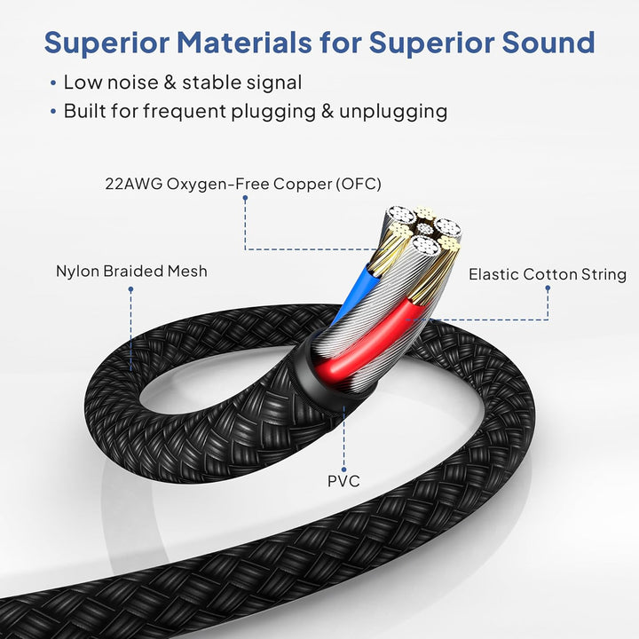 1/4 Inch TRS Instrument Cable 3.3FT 2Pack,Right-Angle to Straight 6.35mm Male Jack Stereo Audio Cord,6.35 Balanced Interconnect Line for Electric Guitar,Bass,Keyboard,Mixer,Amplifier