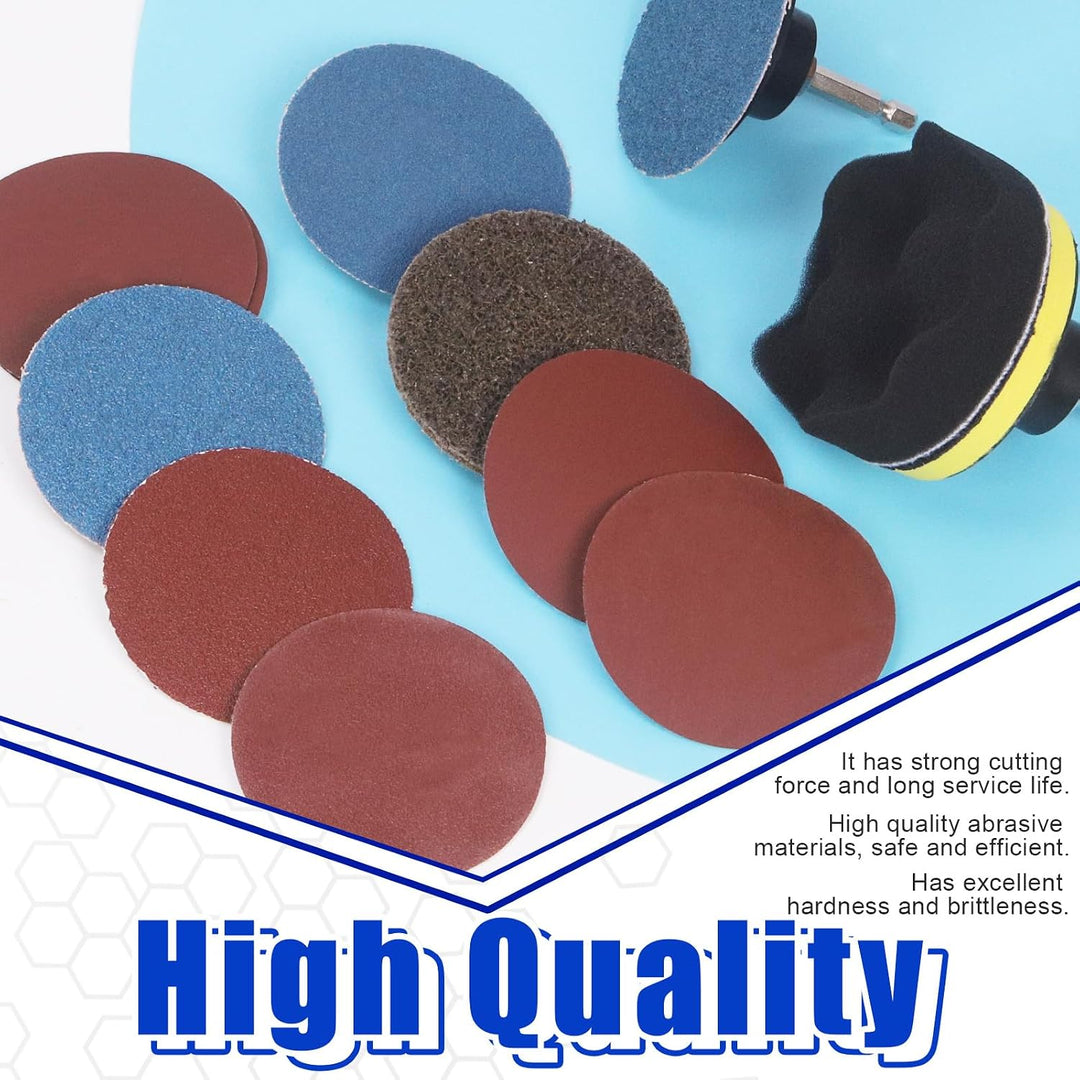 120Pcs Sanding Discs Assortment Kit, 3 Inch Quick Change Discs 80-3000 Grit Roll Lock Grinding Discs Surface Conditioning Discs with 1/4 inch Holder for Die Grinder Surface Rust Removal