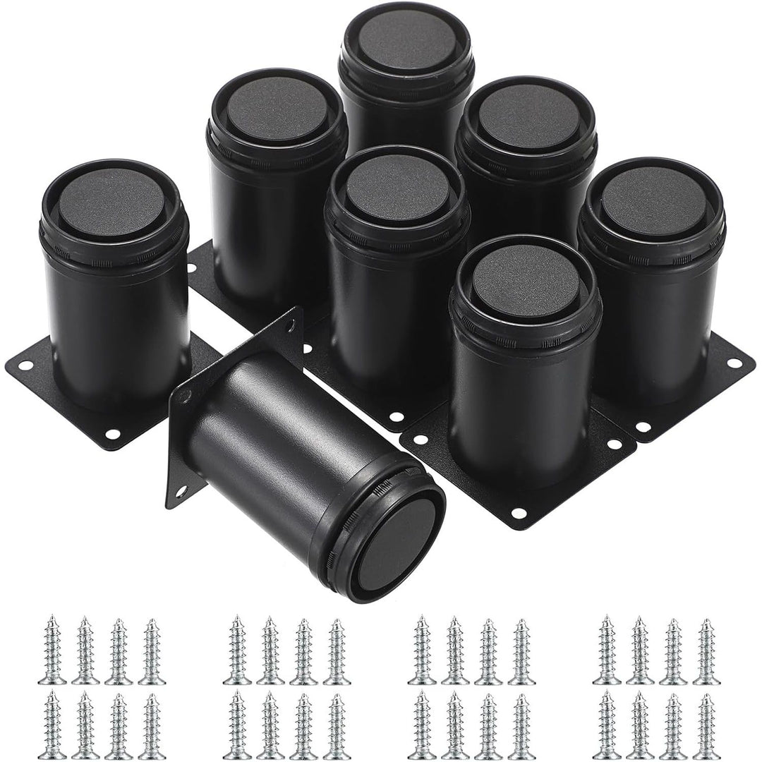 8Pcs 3 Inch Adjustable Metal Furniture Legs Stainless Steel Furniture Cabinet Legs Heavy Duty Replacement Sofa Support Legs Sofa Feet Furniture Feet for Worktop, Unit, Desk Table, Couch, Black