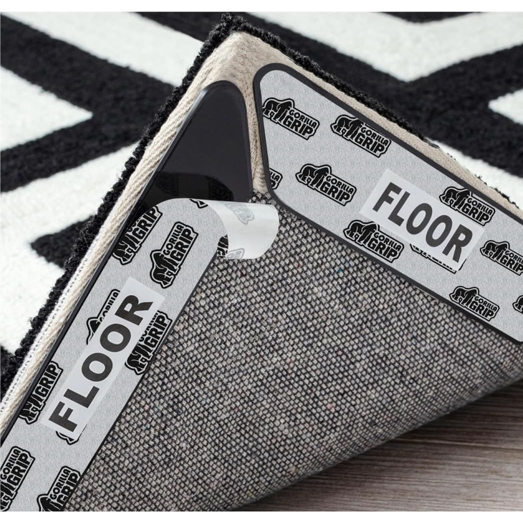 Rug Gripper Pads 16 Pack, Keep Area Rugs Corners from Curling and Bunching, Reusable Dual-Sided Flexible Sticky Pad Grips Floor and Holds Carpet in Place on Hardwood Floors