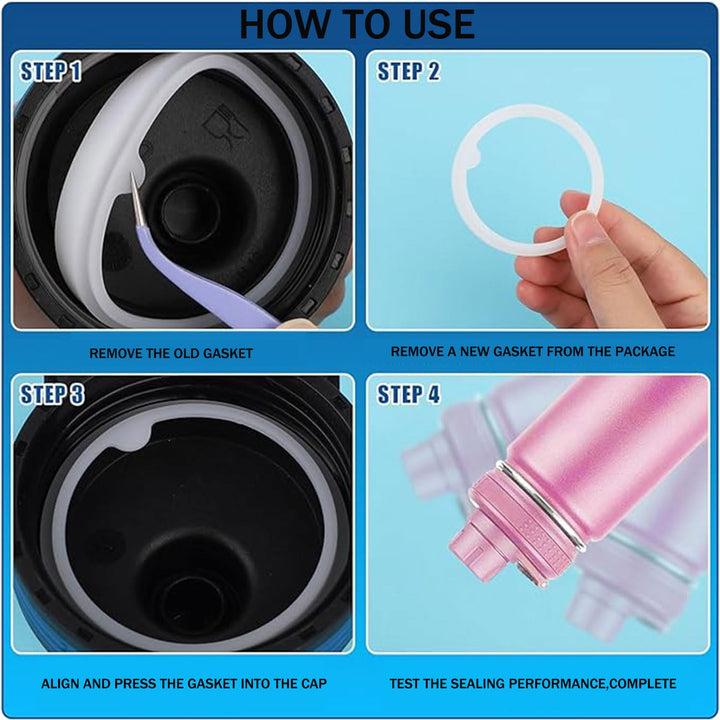 9Pcs Water Bottle Gasket Replacement, 3 Styles Thermoflask Washers, Silicone Sealing Rings Gaskets, Water Bottle Accessories, Airtight Silicone Gaskets for 40oz Bottle Straw Lid Chug Cap & Spout Parts