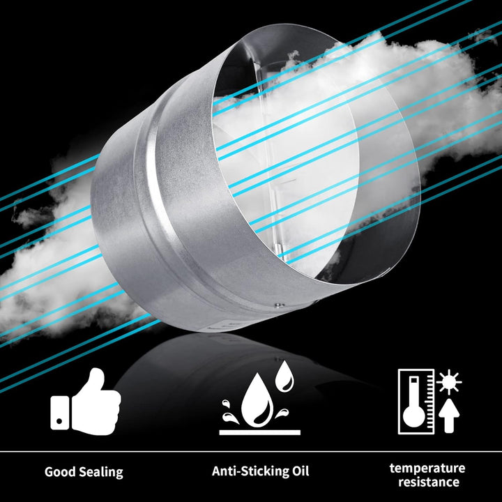 8 Inch Backdraft Damper Back Draft Vent Duct Shutter Blocker, Backflow Ducting Insert One-Way Airflow Preventer with Inline Springs Loaded Folding Blades, HVAC Extractor Range Fan Hood Deflector