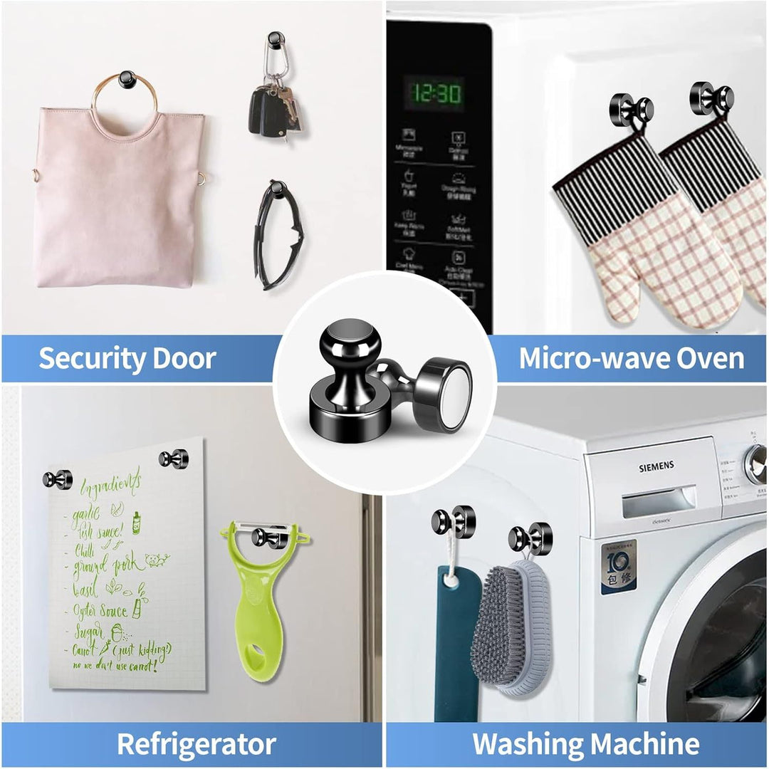 12 Pack Fridge Magnets, Metal Magnets, Strong Push Pin Magnets for Whiteboard, Refrigerator, Dry Erase Board, Map, Locker Accessories, Office Accessories, Kitchen Accessories, Black