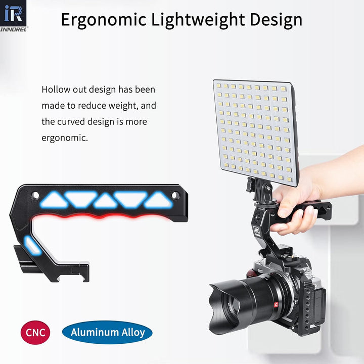 NH130 Top Handle and NATO Rail Kit, Comfort Ergonomic CNC Aluminum Alloy Grip, with Quick Release NATO Clamp, 3 Cold Shoes and 1/4" 3/8" ARRI Threads, for Camera Cage Video Rig, Max Load 10kg