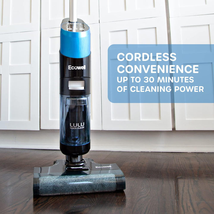 Ecowell Cordless Wet Dry Vacuum Cleaner Multi-Surface Air-Drying Digital Display for Hard Floors LULU Quick Clean P05, Blue