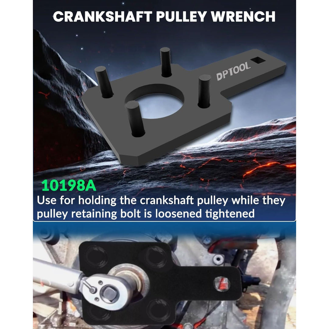 Camshaft Phaser Timing Chain Tool Camshaft Holding Tool Crankshaft Pulley Wrench Compatible with VW Jeep Chrysler Dodge 3.6L Pentastar Engine Replace 10200A 10202 10369 10198A 2025200090