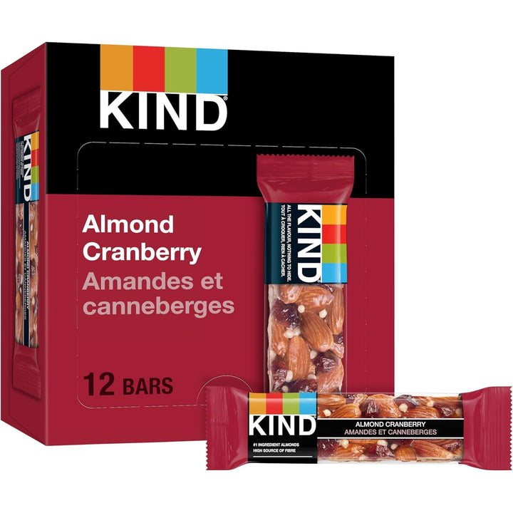 KIND Bars, Almond Cranberry, Gluten Free, 40 Grams, 12 Count