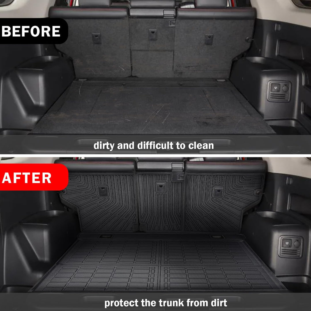 5 Seater ONLY Cargo Mat for 2010-2024 Toyota 4Runner Accessories Cargo Mat Seat Backrest 2 in 1 Mat All-Weather TPE Black Trunk Cargo Liner for 4Runner Accessories(Fit W/O Sliding Tray)