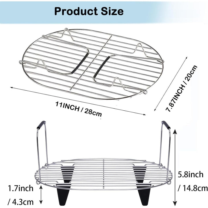 Steam and Roast Rack Compatible with Ninja Foodi Possible Cooker Pro 8.5 Qt MC1000, MC1001, MC1010 Series Slow Oval Pot, Stainless Steel Rack with Silicone Feet and Handles