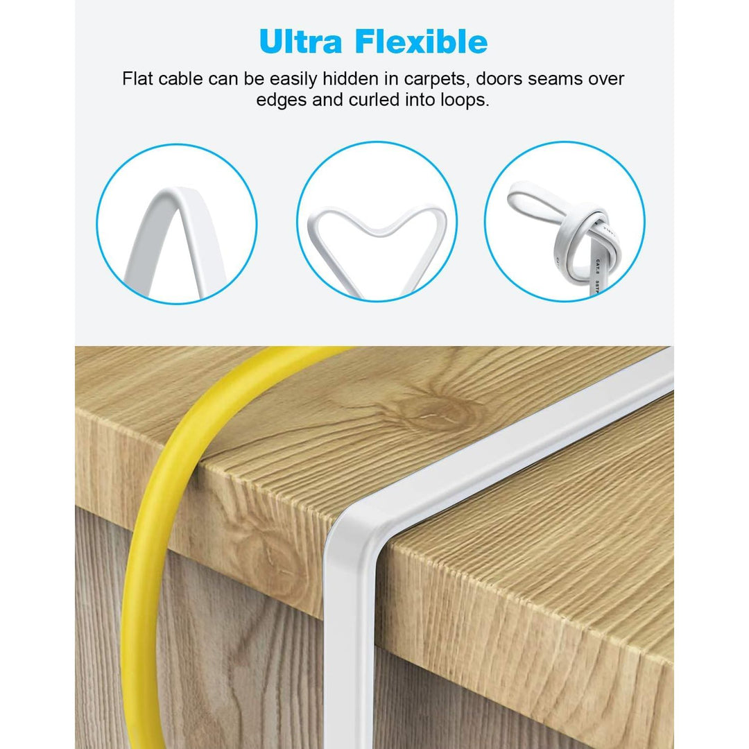 CAT 8 Ethernet Cable 10ft 2 Pack, High Speed 40Gbps 2000MHz Flat CAT8 Patch Cord, Gigabit Internet LAN Cable with Gold Plated RJ45 for Gaming, Modem, Router, X Box, PC (10ft 2 Pack White)