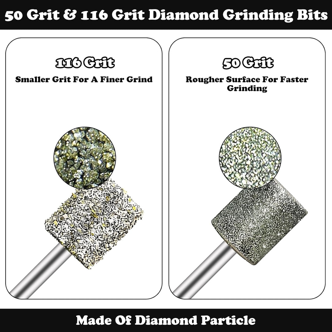 24pcs Diamond Drill Grinding Bit Compatible with Dremel Diamond File Sanding Set Stone Carving Rotary Tools Polishing Kits Glass Drill Bit 1/8" Shank Accessories for Wood Glass Ceramics Carving