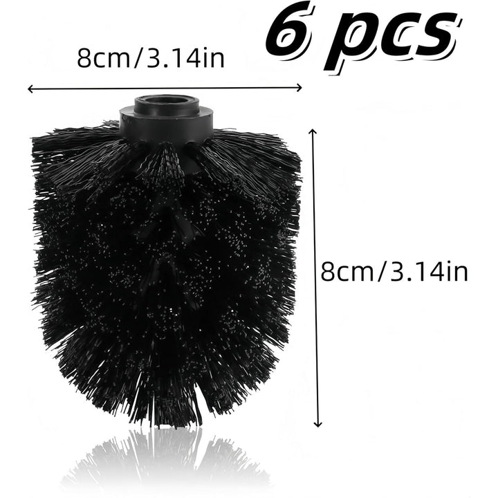 6 Pack Toilet Bowl Brush Replacement Head, Premium Brush Head Cleaning Tool, Toilet Scrub Brush Cleaning Round Ball Shaped Toilet Brush Heads (Black)