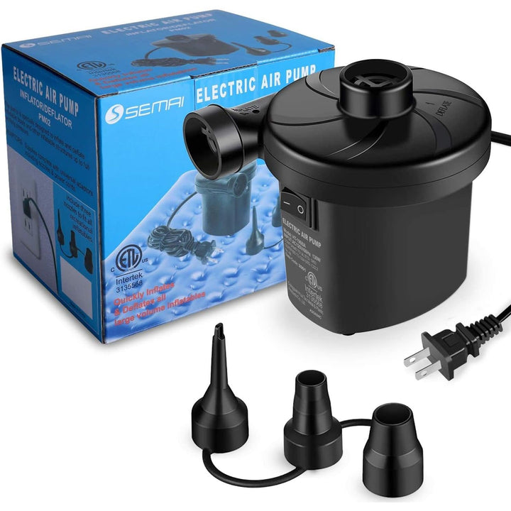Electric Air Pump Portable Quick-Fill Air Pump for Inflatable Couch, Air Mattress, Swimming Ring, Inflatable Pool Toys, Powerful Electric Inflator/Deflator Air Pump with 3 Nozzles 110V AC