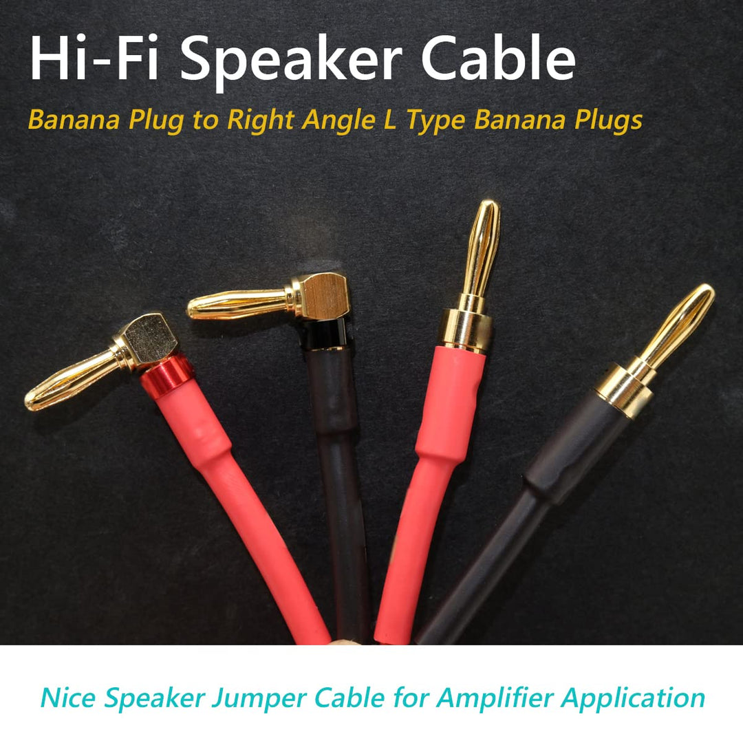 2 Pack 13 AWG Speaker Wire with Banana Plugs, 2X 3m HiFi Speaker Cable with Gold-Plated Right Angle Banana Plugs to Banana Plugs Audio Cable Speaker Cord for Audiophile (3m / 9.8FT)