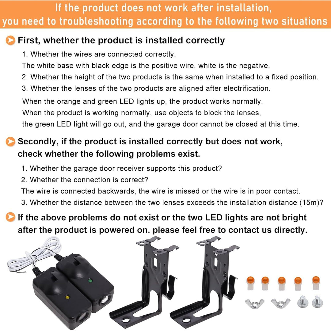 Garage Door Sensor Compatible with Lift master Chamberlain Sears Craftsman Garage Door Opener Made After 1997, 41A5034 G801CB-P Garage Door Safety Sensor Kit with 2 Mounting Brackets